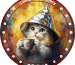 kitten wearing a tinfoil hat drinking Conspiracy Theory Coffee
