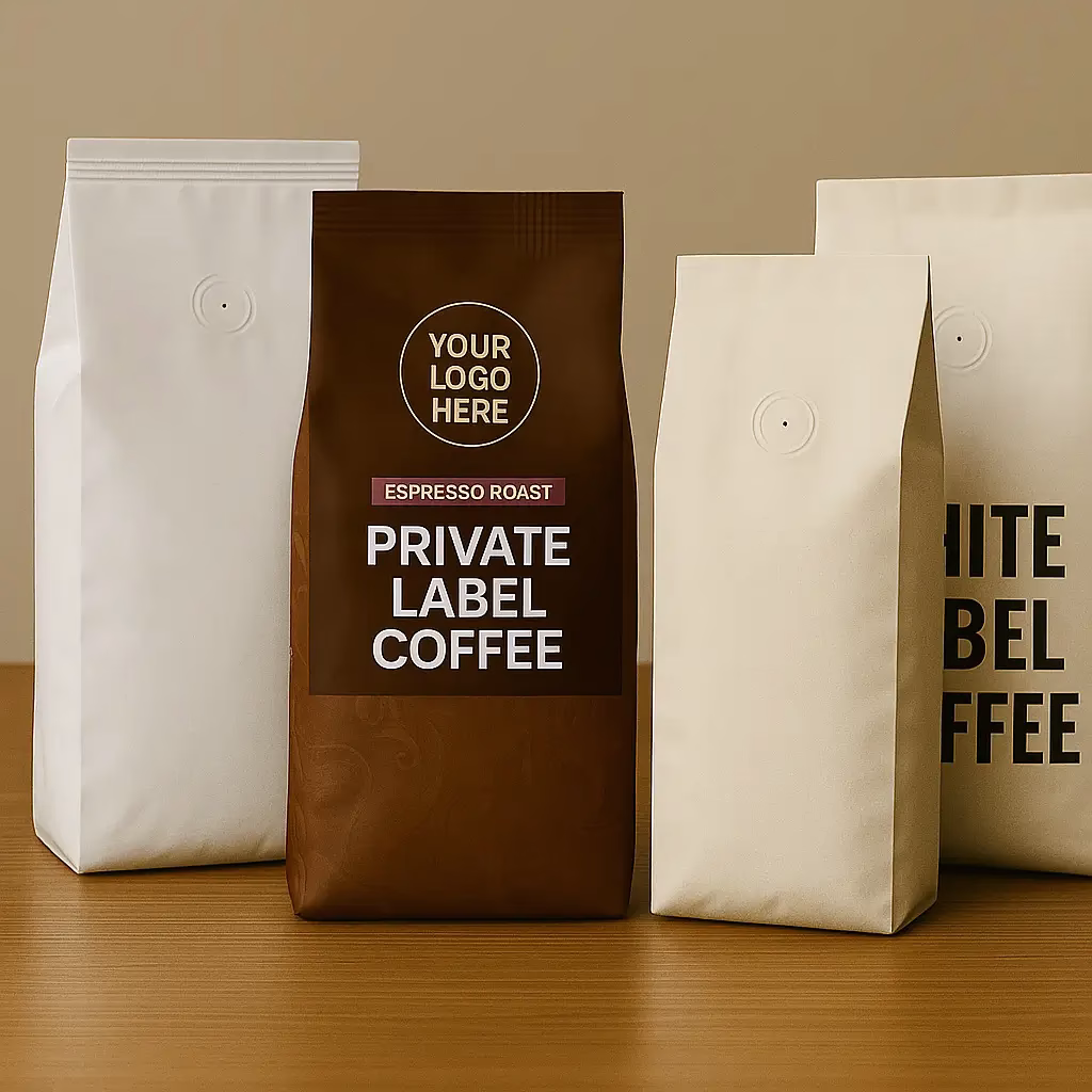 Private label coffee and white label coffee bag